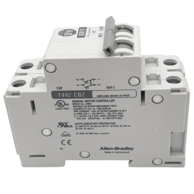 Used Allen Bradley 1492-CB2G030 Circuit Breaker, 2-Pole, 3A, 480VAC Max, DIN Rail