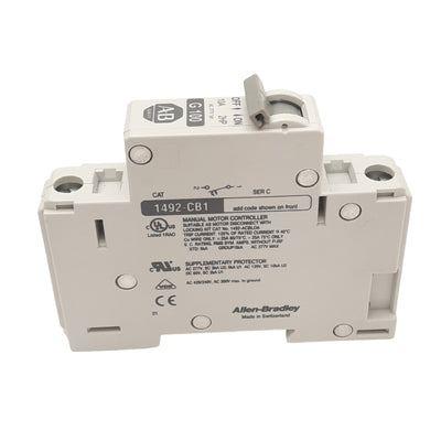 Used Allen Bradley 1492-CB1G100 Circuit Breaker, 1-Pole, 10A, 277VAC Max, DIN Rail