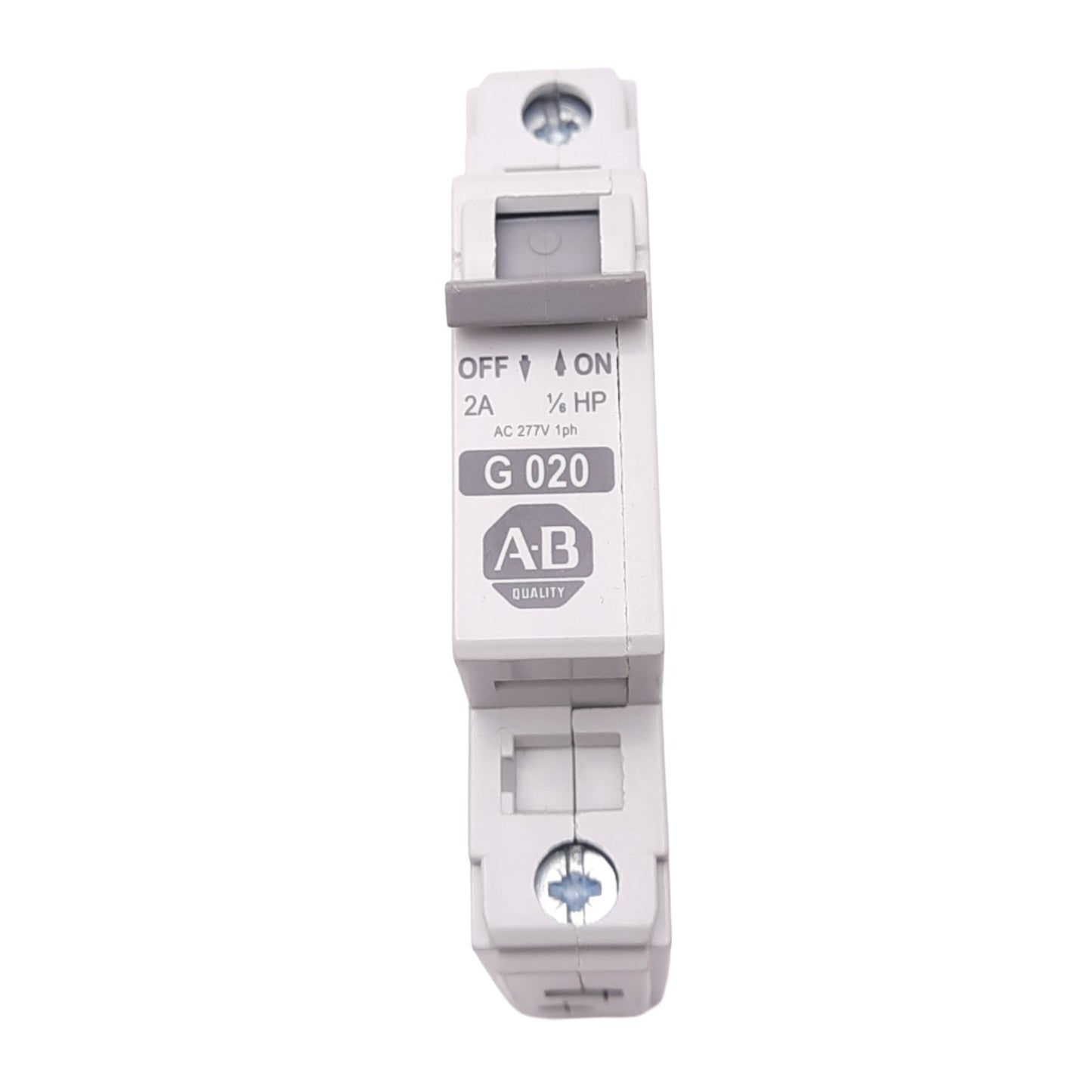 Used Allen Bradley 1492-CB1G020 Circuit Breaker, 1-Pole, 2A, 277VAC Max, DIN Rail