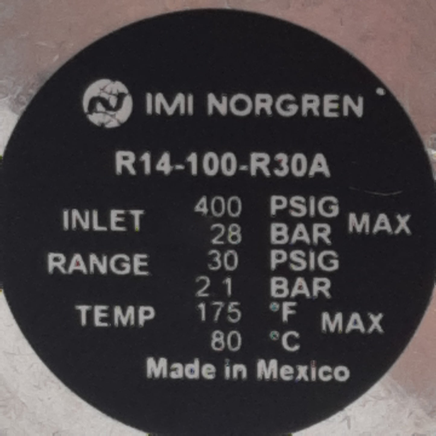 New Norgren R14-100-R30A Pressure Regulator, 400psig Max Inlet, 12scfm, 1/8in NPT