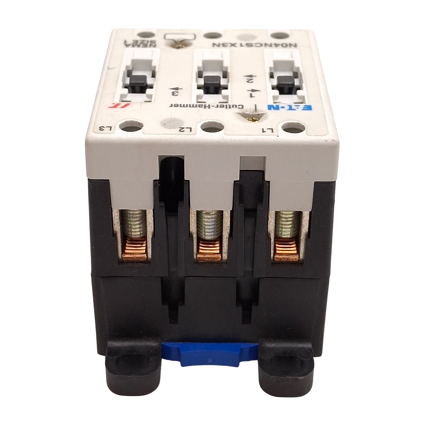Used Eaton N04NCS1X3N Contactor, 3-Pole, 27A, 10HP @ 3Ø 575VAC, NEMA Size 1 *No Coil*