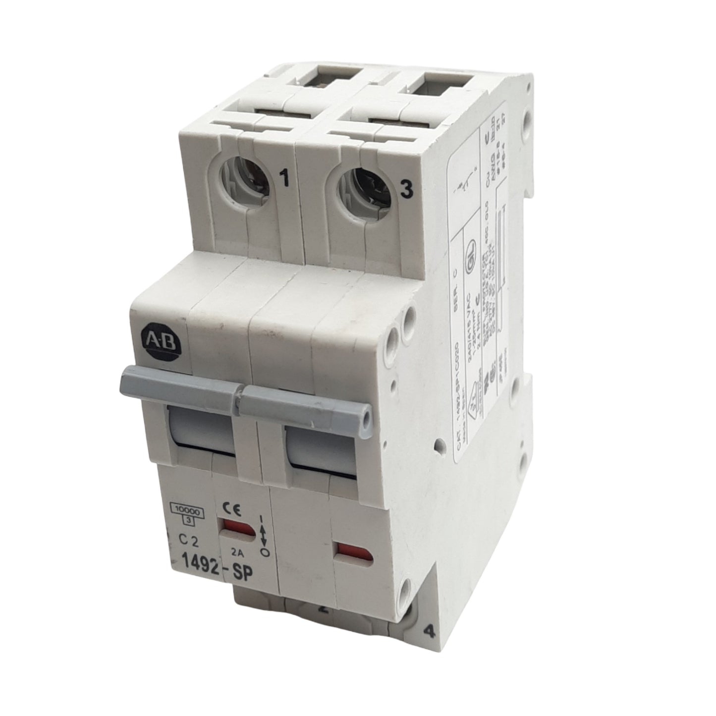 Used Allen Bradley 1492-SP2C020 Circuit Breaker, 2-Pole, 2A, 480Y/277VAC, DIN Rail