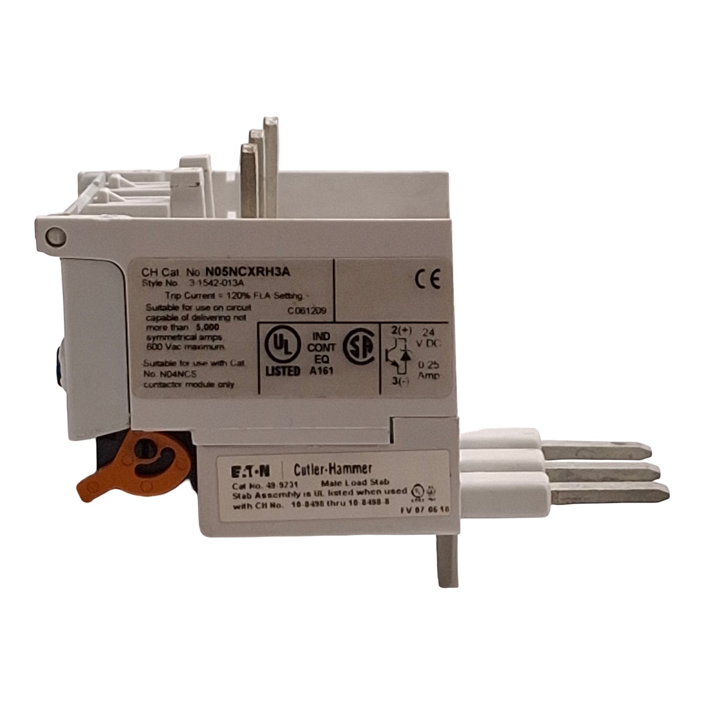 Used Eaton N05NCXRH3A Solid State Overload Relay, 8.4-27A, NEMA Size 1, 24VDC Coil