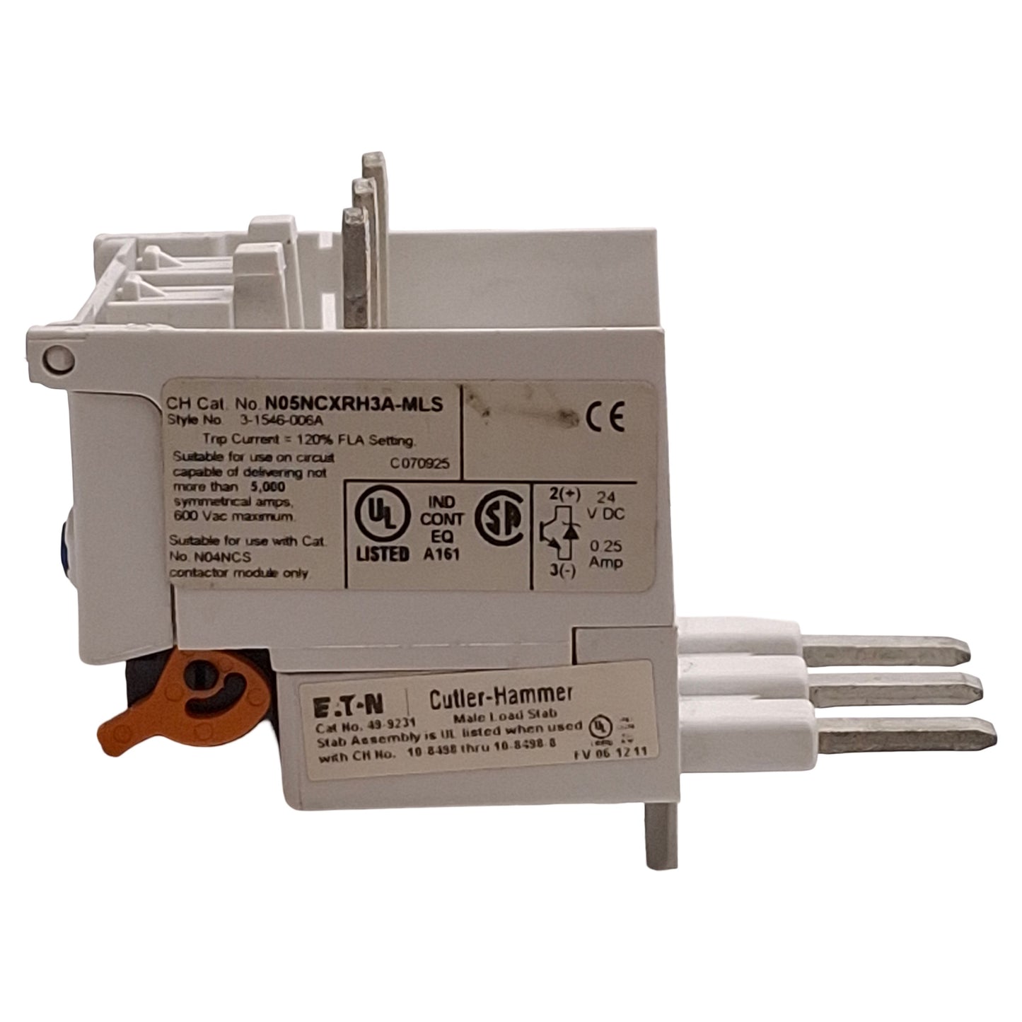 Used Eaton N05NCXRH3A-MLS Solid State Overload Relay 8.4-27A, NEMA Size 1, 24VDC Coil