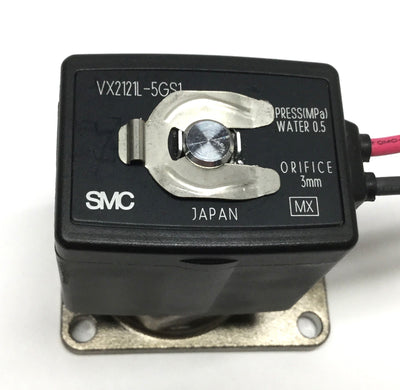 New – Open box SMC VX2121L-5GS1 Solenoid Water Valve, 2-Way NC, Ø3mm Orifice, 24VDC, 0.5MPa