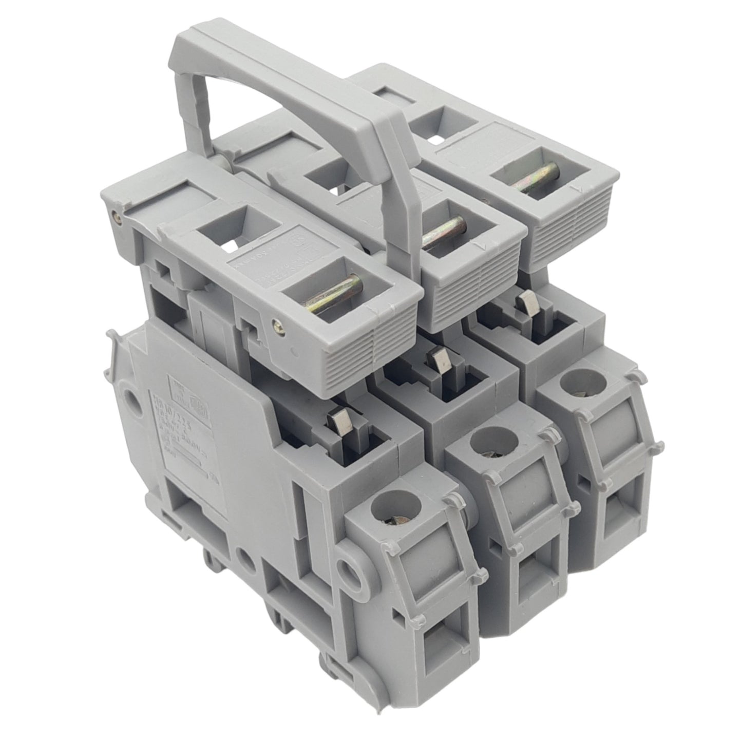 Used Entrelec MB10/22.S3 Fuse Holder, 3-Pole 10x38, 750VAC 32A Max, DIN Rail