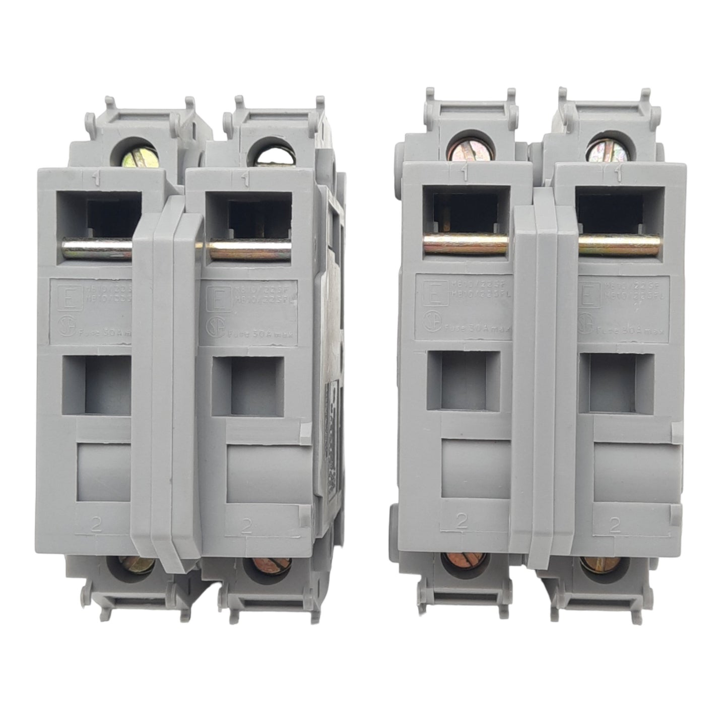 Used Lot of 2 Entrelec MB10/22.S2 Fuse Holders, 2-Pole 10x38, 750VAC 32A, DIN Rail