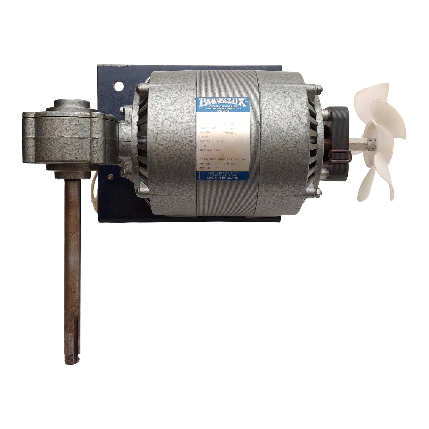 Used Parvalux REF SD 13M/514536/2G Gearmotor, 7:1, 450RPM, ø12mm Shaft, 110/120VAC