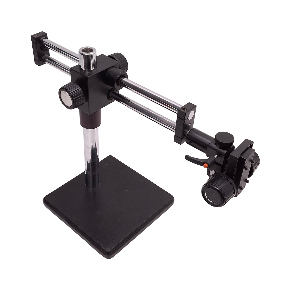 Used Microscope Boom Arm Stand w/ Head Adjustment, 15.5" Post, 10" x 10" Base