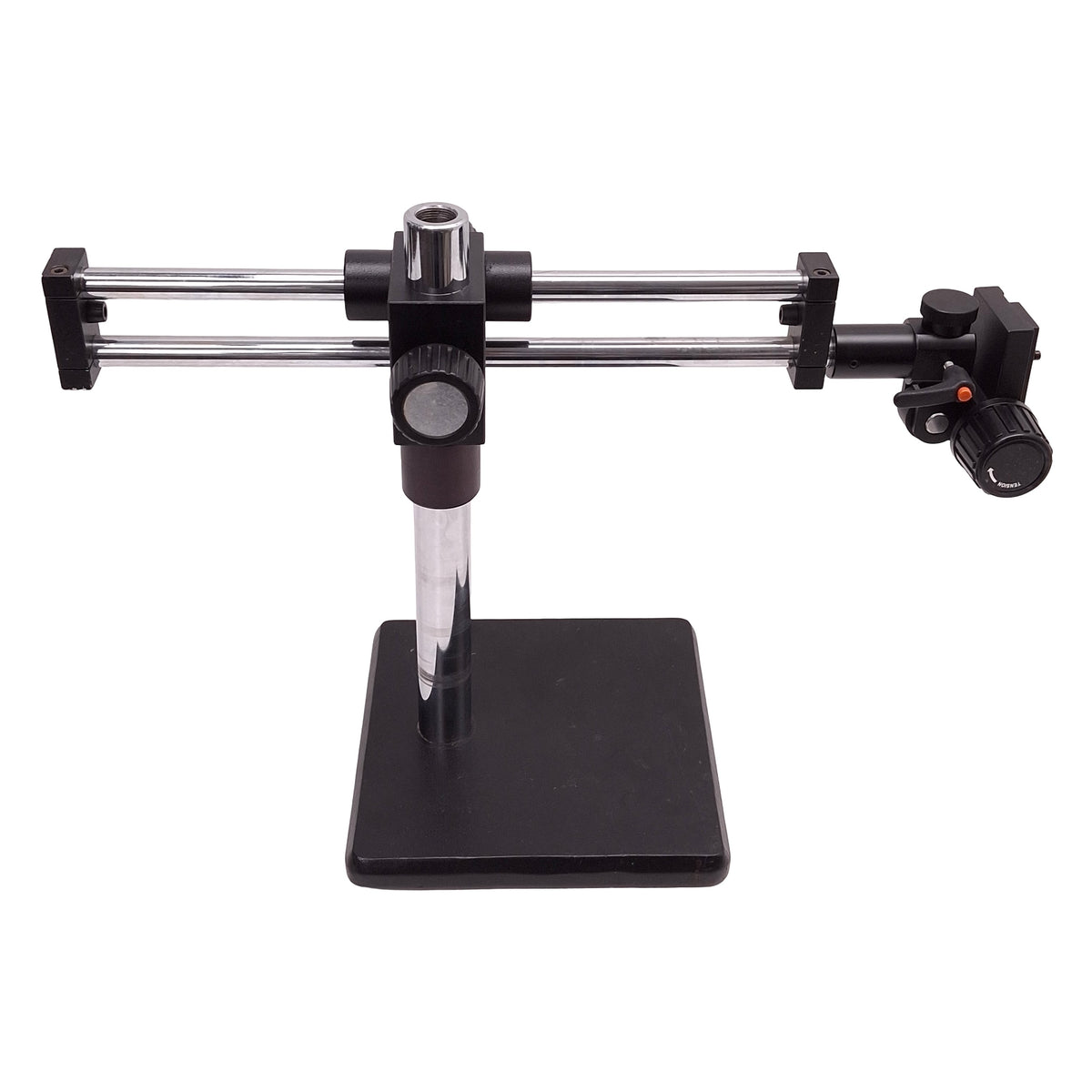 Used Microscope Boom Arm Stand w/ Head Adjustment, 15.5" Post, 10" x 10" Base