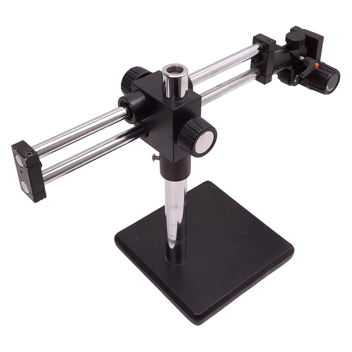 Used Microscope Boom Arm Stand w/ Head Adjustment, 15.5" Post, 10" x 10" Base