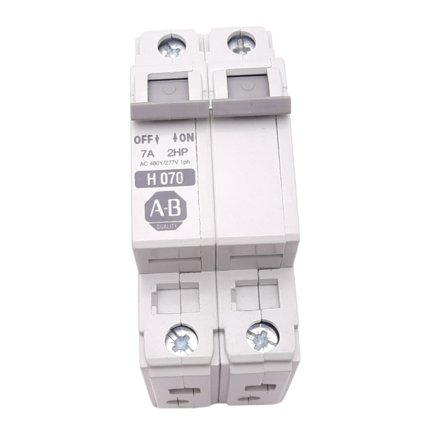 Used Allen Bradley 1492-CB2H070 Circuit Breaker, 2-Pole, 7A, 480Y/277VAC, DIN Rail