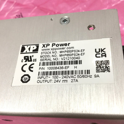New XP MHP650PS24-EF Medical & ITE Power Supply 100-240VAC In, 24VDC 27A Out 650W
