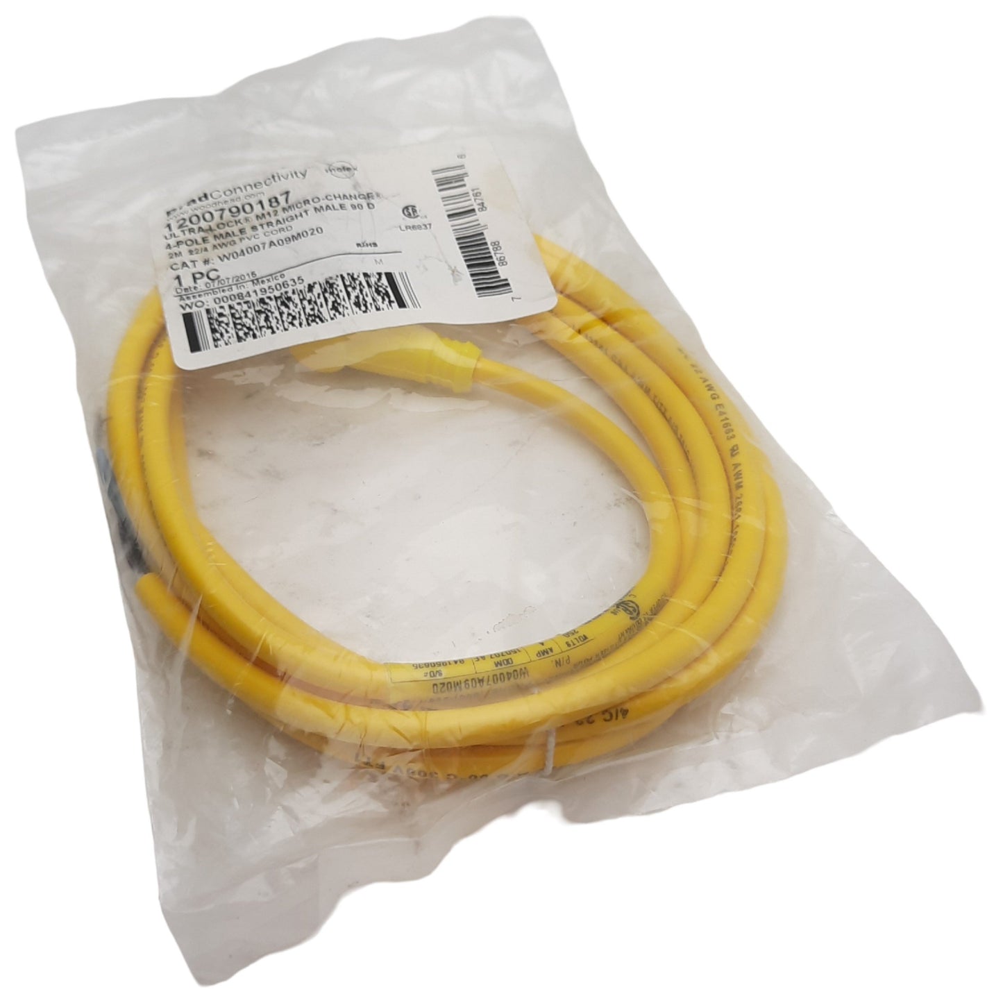 New BradConnectivity W04007A09M020 Ultra-Lock Single-Ended Corset 4-Pin, M12, 6ft