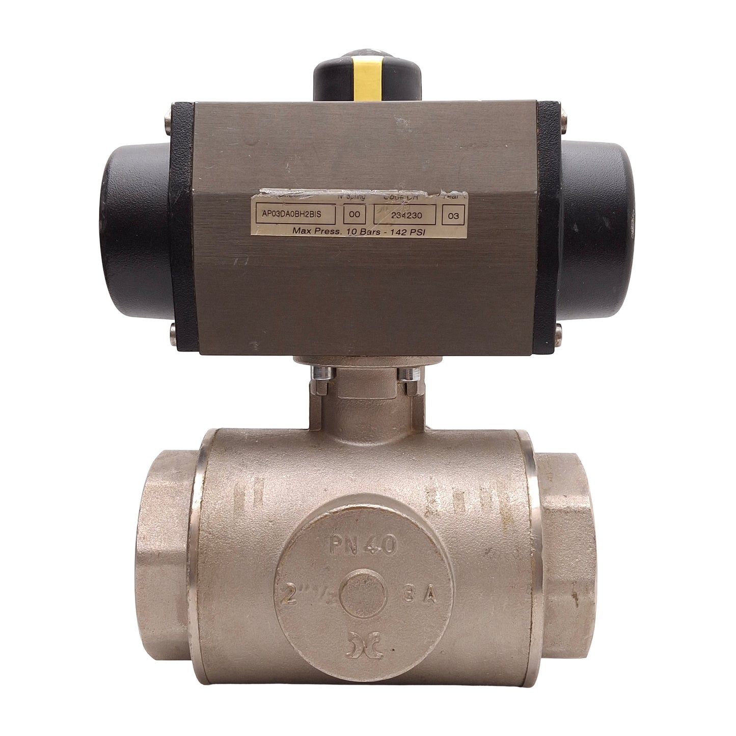 Used Burkert AP03DA0BH2BIS Pneumatic Rotary Actuator Valve 3-Port 2-Position 2½" NPT