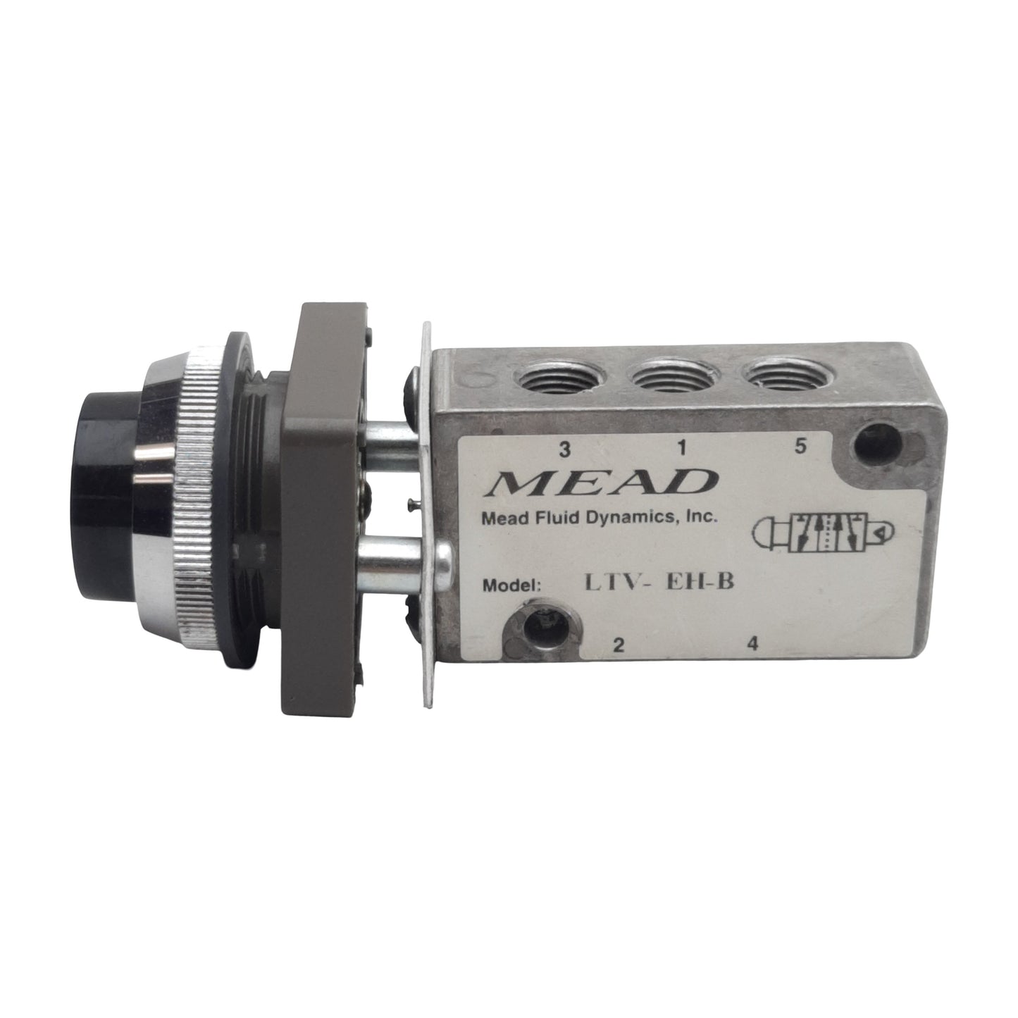 Used Mead LTV-EH-B Pneumatic Switch Valve, 5/2-Way, 1/8in NPT, 0.24Cv, 40µm, 125psi