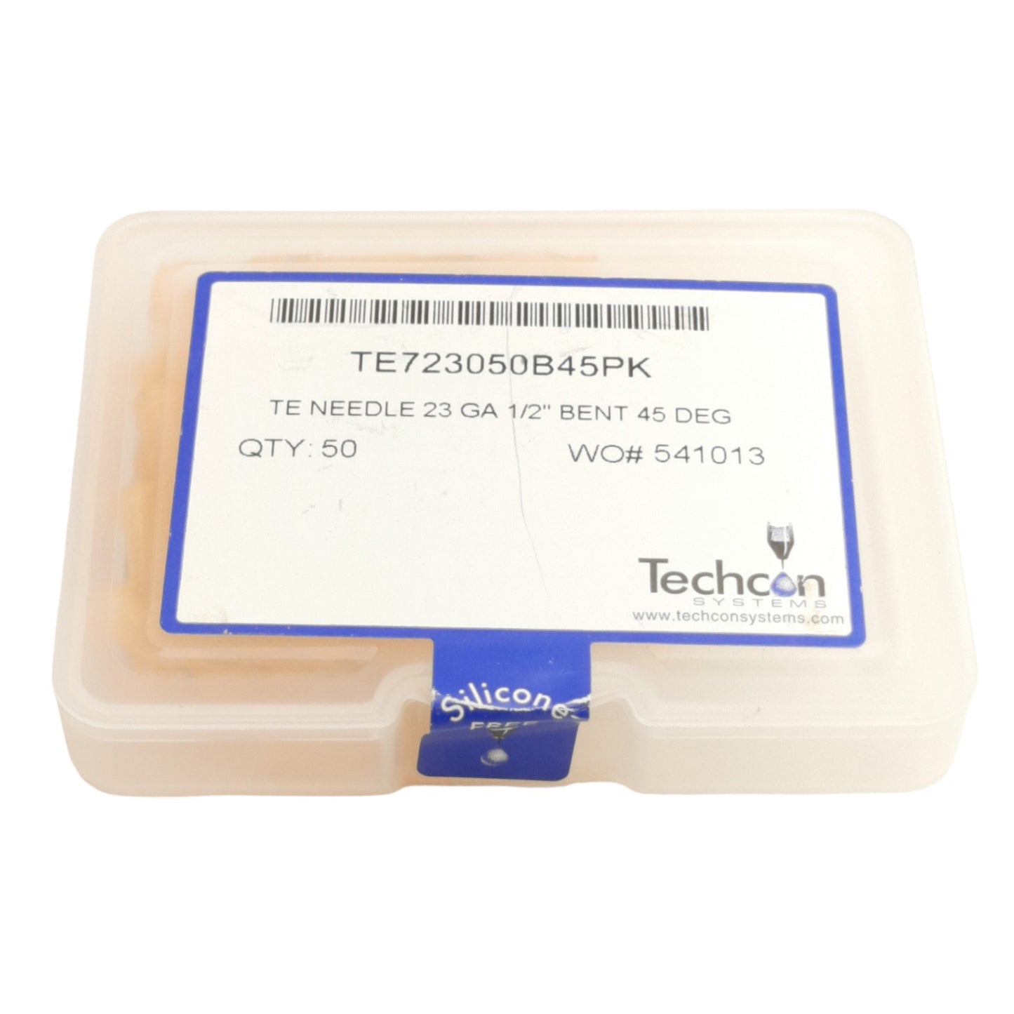 Used Techcon TE723050B45PK TE Bent Needle, 23 Gauge x 1/2in, 45°,100psi, Pack of 50