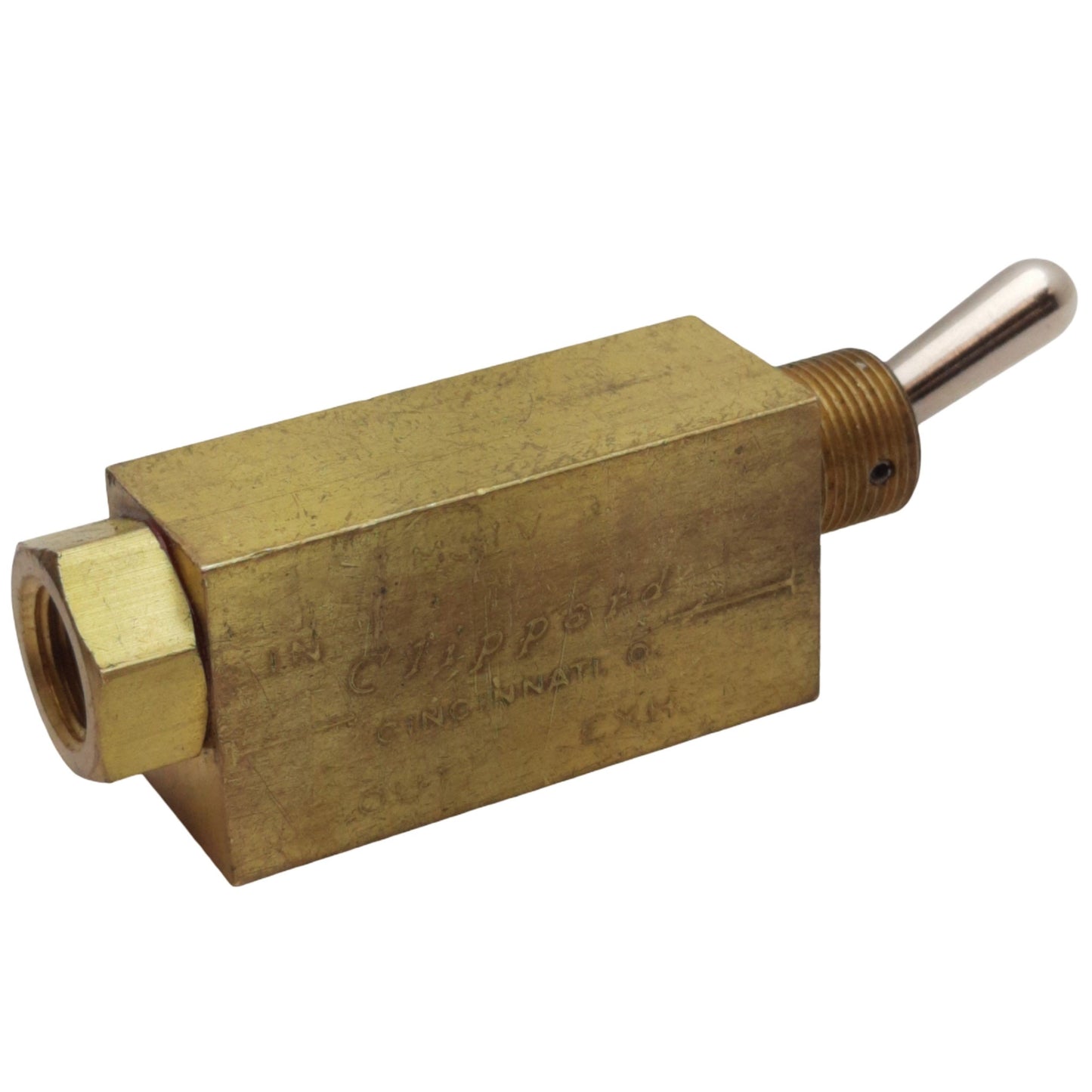 Used Clippard M-MJTV-3 3-Way Toggle Valve 1/8NPT Ports, 15/32-32 Thread Mount