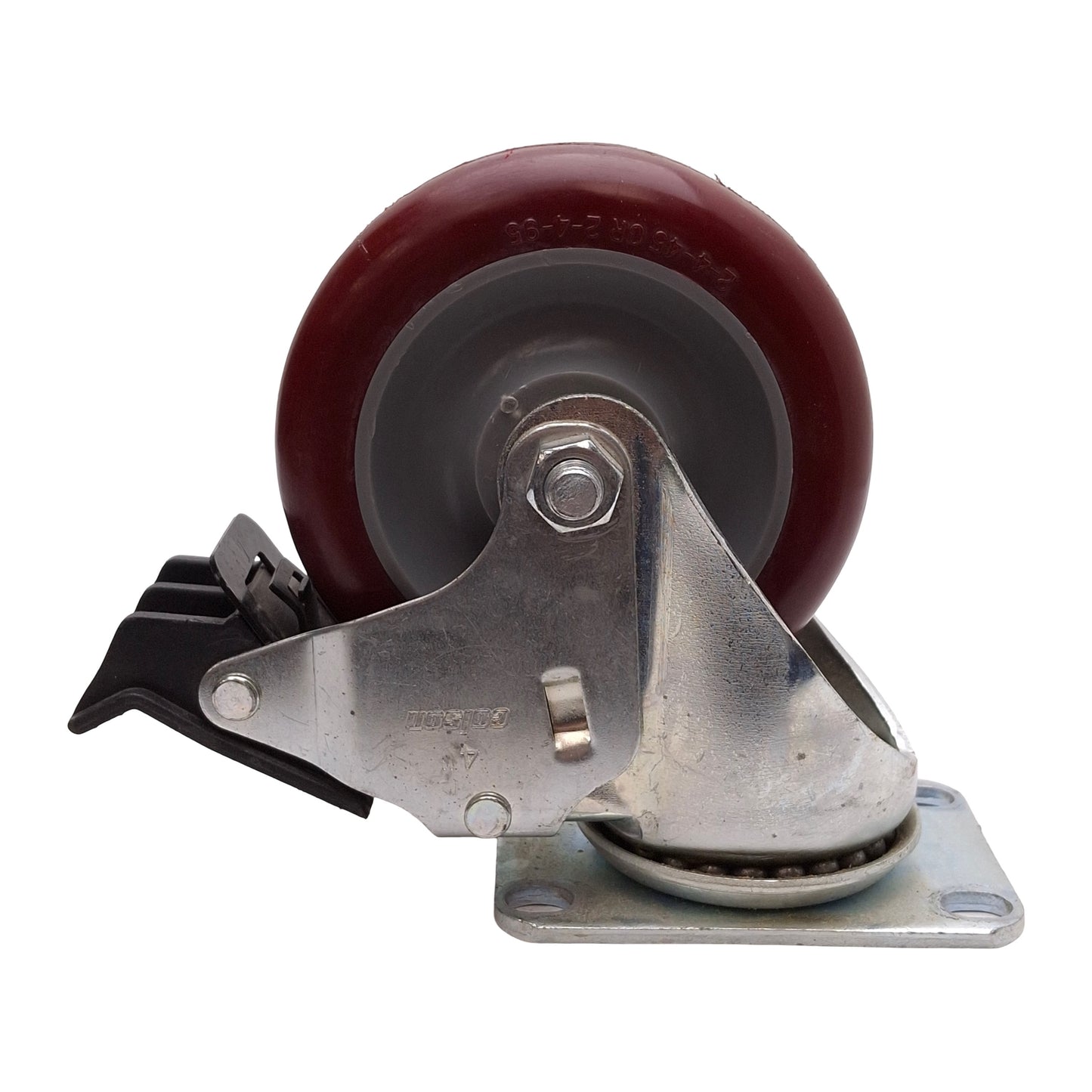 Used Lot of 2 Colson 2.04256.95 BRK5 Top Plate Swivel Caster, ø4in Wheel, 350lbs Load