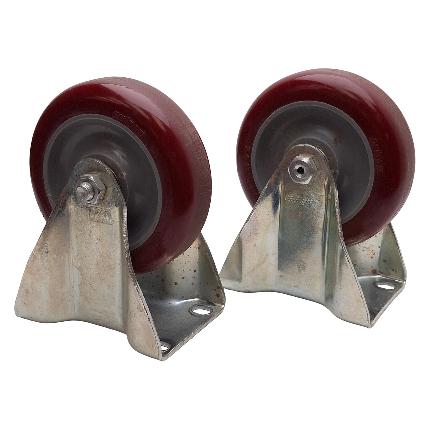 Used Lot of 2 Colson 2.04208.95 Top Plate Rigid Caster, ø4in Wheel, 350lbs Load