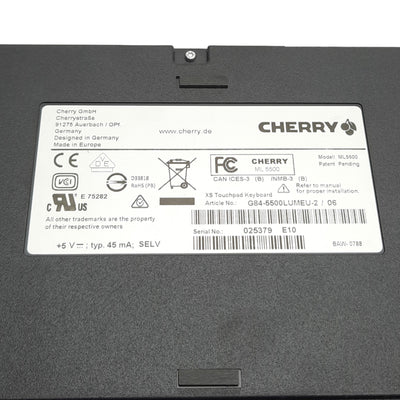 Used Cherry G84-5500LUMEU-2 XS Touchpad QWERTY Keyboard, Wired USB-B 2.5m Cable