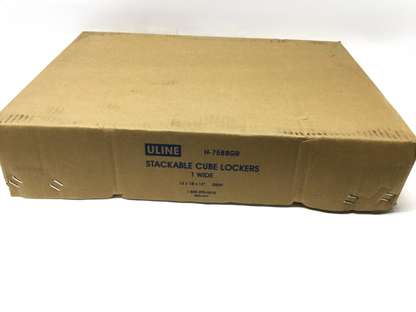 New Uline H-7588GR Stackable Cube Locker Padlockable Storage, 12" x 18" x 12", Gray