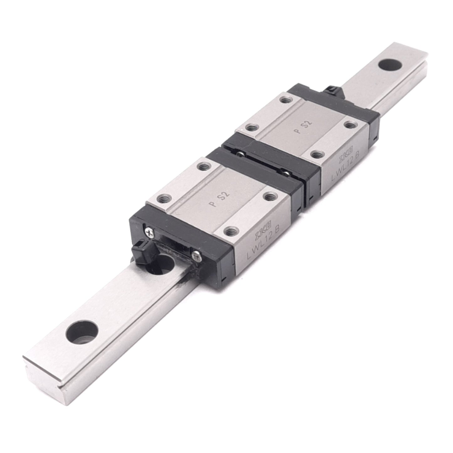 Used IKO LWL12B Linear Guide Blocks (2x) w/ 12x150mm Rail, M3, 4290N Max Load