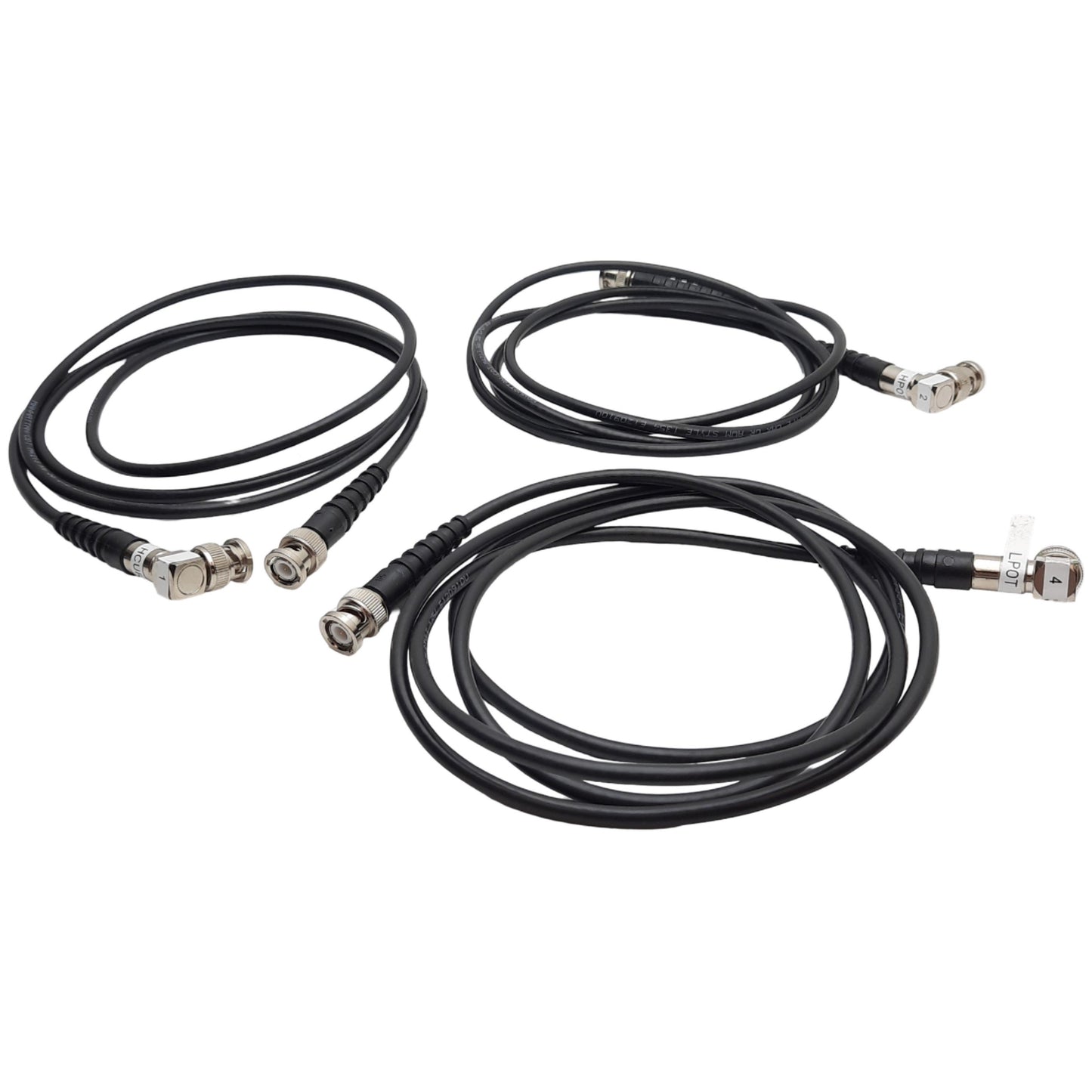 Used Lot of 3 Male BNC to Right Angle Male BNC Cable 6ft Length, Bayonet Lock
