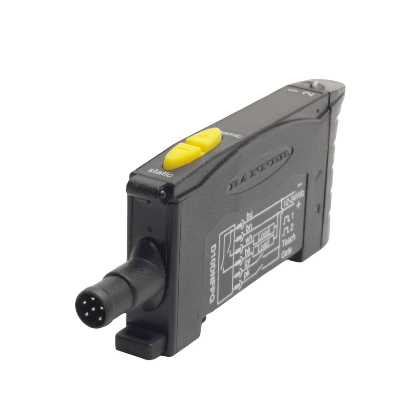 Used Banner Engineering D10DNFPQ Fiber Optic Sensor, 12-24VDC, 2NPN Outputs, M8 6-Pin