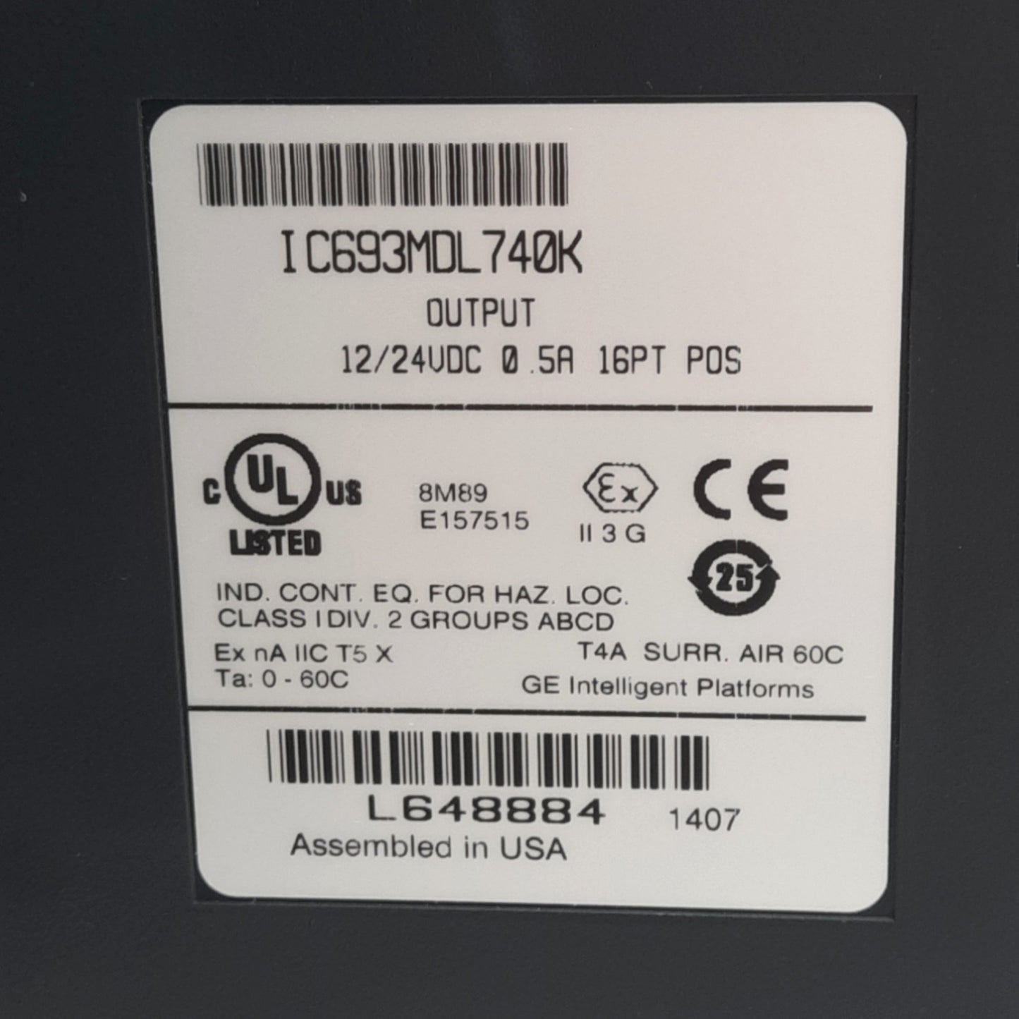 Used GE Fanuc IC693MDL740K PLC Output Module for 90-30 PLC, 12/24VDC, 0.5A, 16-Point
