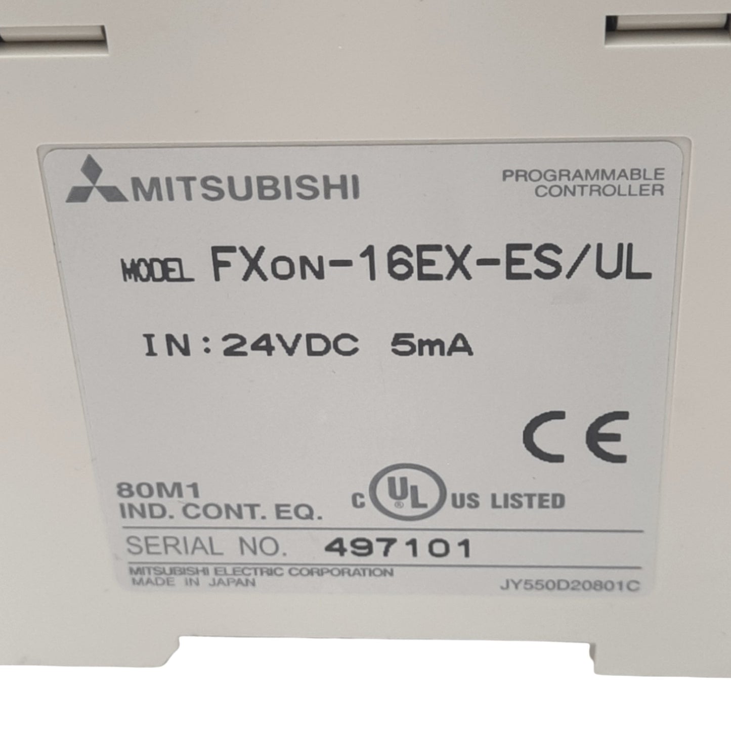 Used Mitsubishi FXON-16EX-ES/UL PLC Input Extension Block Module, 16DI, 24VDC