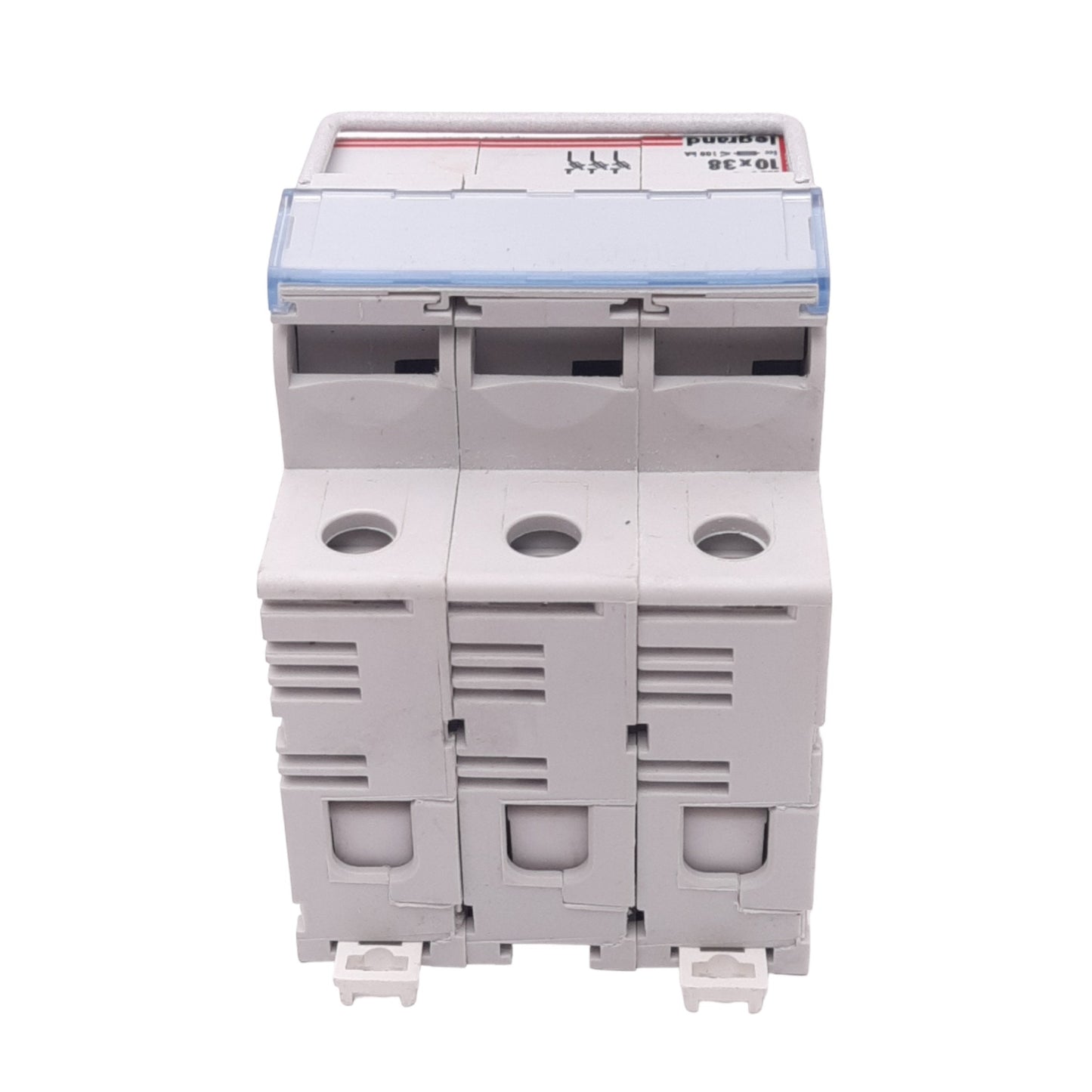 Used Legrand 05838 Fuse Holder, 10x38 3-Pole, 500VAC 10A Max, DIN Rail Mount