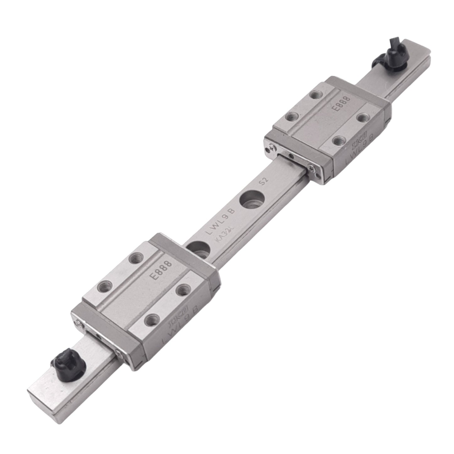 Used IKO LWL9B Linear Guide Block (2x) w/ 9x140mm Rail, 29x20mm Block, M3, 2760N Max