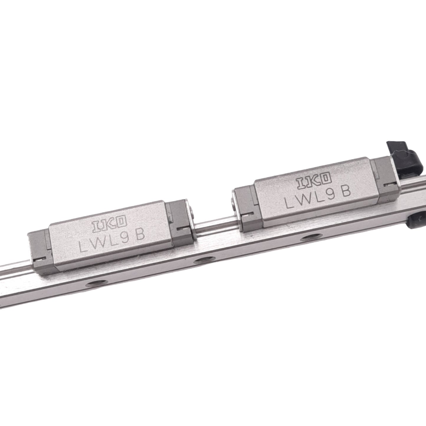 Used IKO LWL9B Linear Guide Block (2x) w/ 9x140mm Rail, 29x20mm Block, M3, 2760N Max