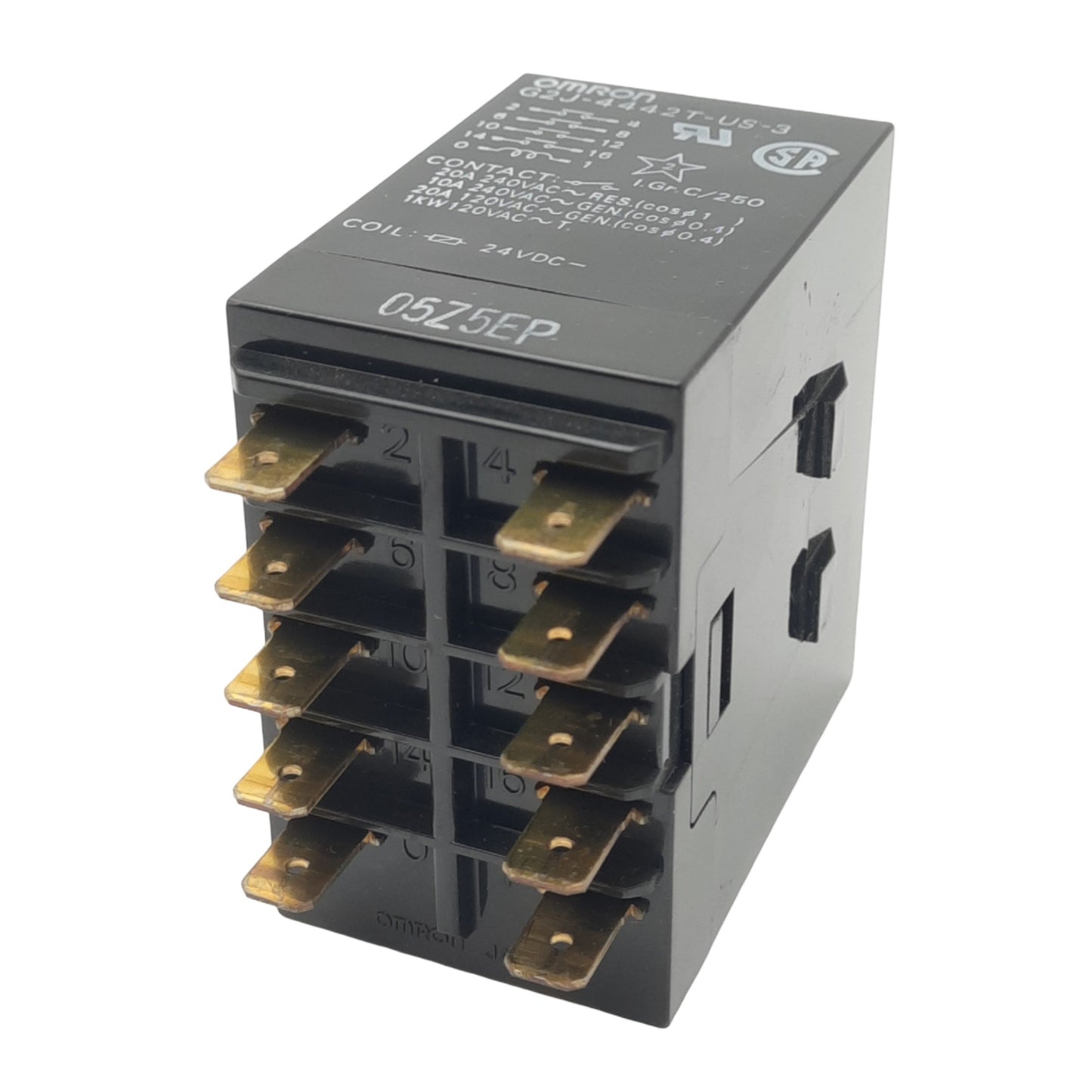 Used Omron G2J-4442T-US-3 General Purpose Relay, 4PST, 10-Pin, 120VAC 20A, 24VDC Coil