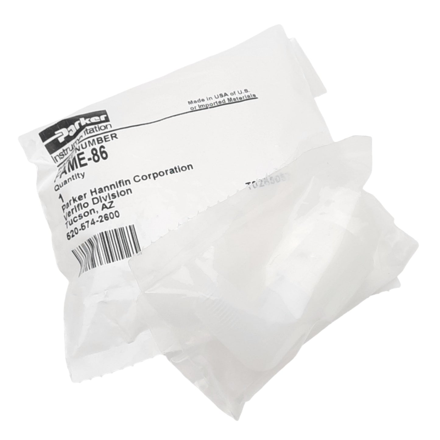 New Parker FAME-86 Pneumatic Elbow Fitting, 90°, 1/2in Parflare to 3/8in NPT, 125psi