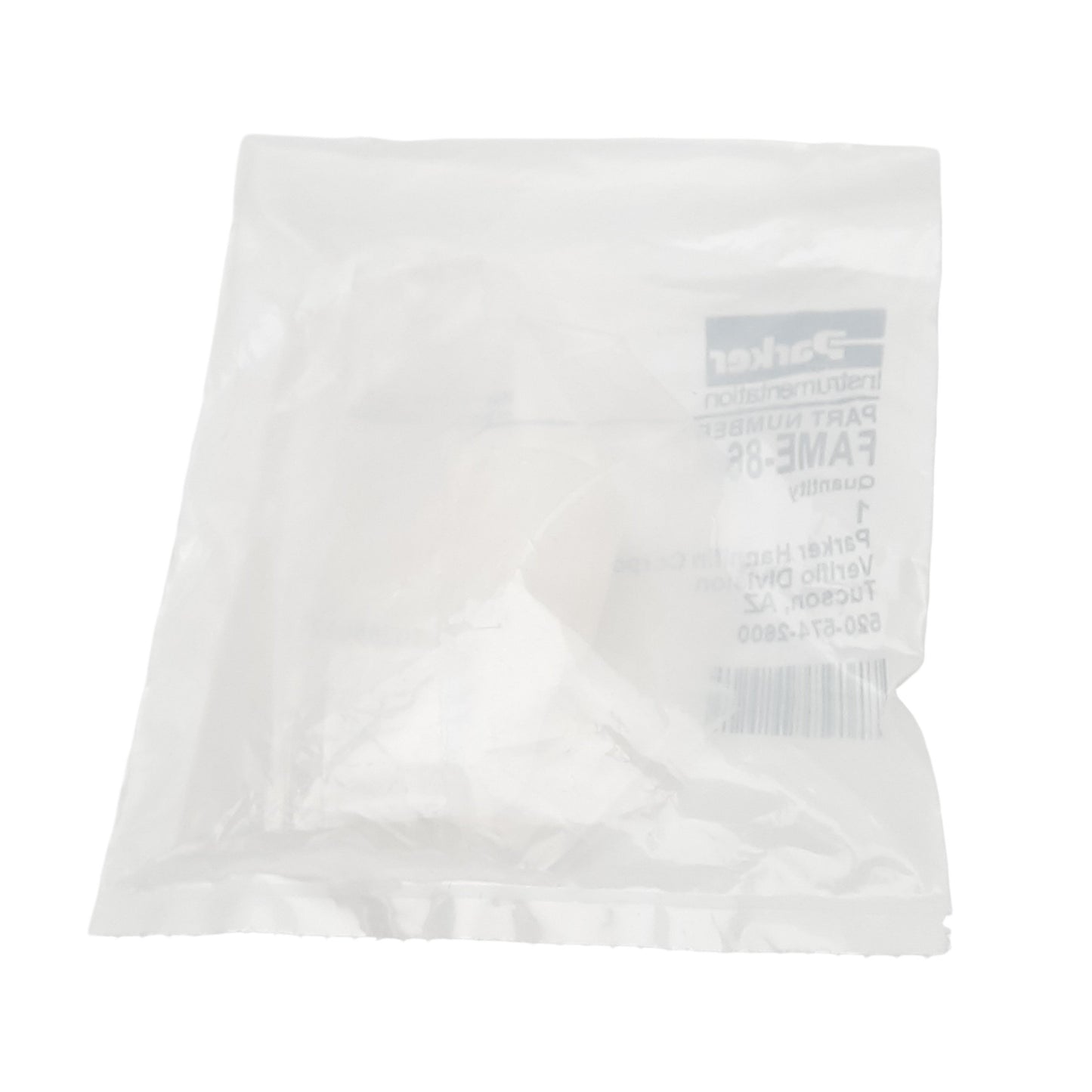 New Parker FAME-86 Pneumatic Elbow Fitting, 90°, 1/2in Parflare to 3/8in NPT, 125psi