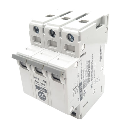 Used Allen Bradley 1492-CB3G300 Circuit Breaker, 3-Pole, 30A, 277VAC Max, DIN Rail