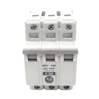 Used Allen Bradley 1492-CB3G300 Circuit Breaker, 3-Pole, 30A, 277VAC Max, DIN Rail