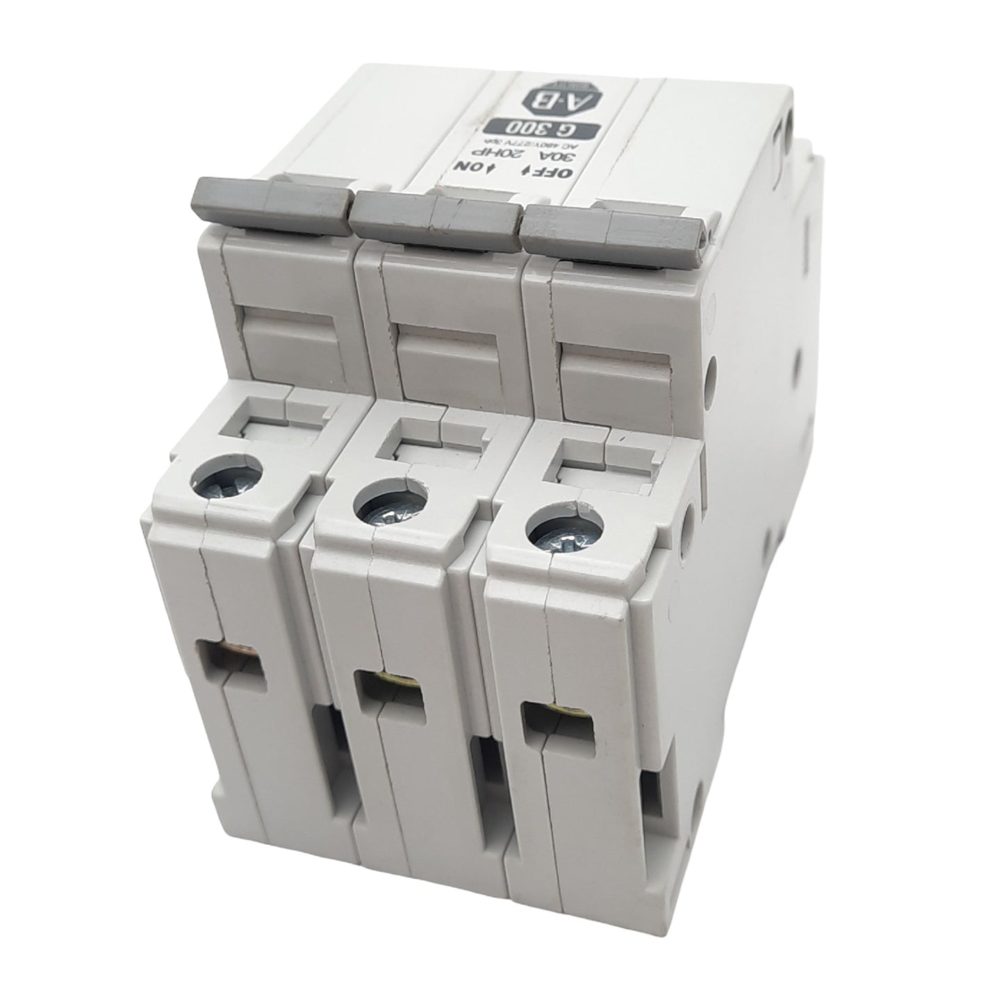 Used Allen Bradley 1492-CB3G300 Circuit Breaker, 3-Pole, 30A, 277VAC Max, DIN Rail