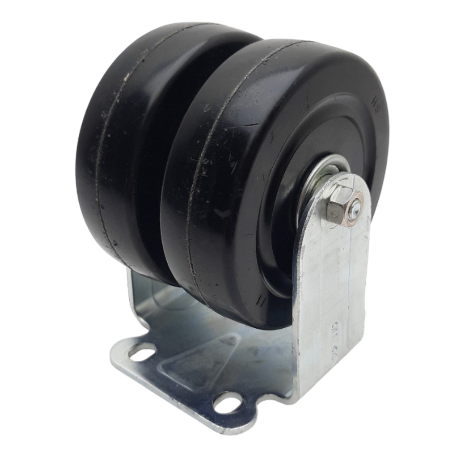 Used Payson Double Wheel Caster ø4in Wheel, 1-1/4in Width, 3-3/4 x 2-3/4in Plate