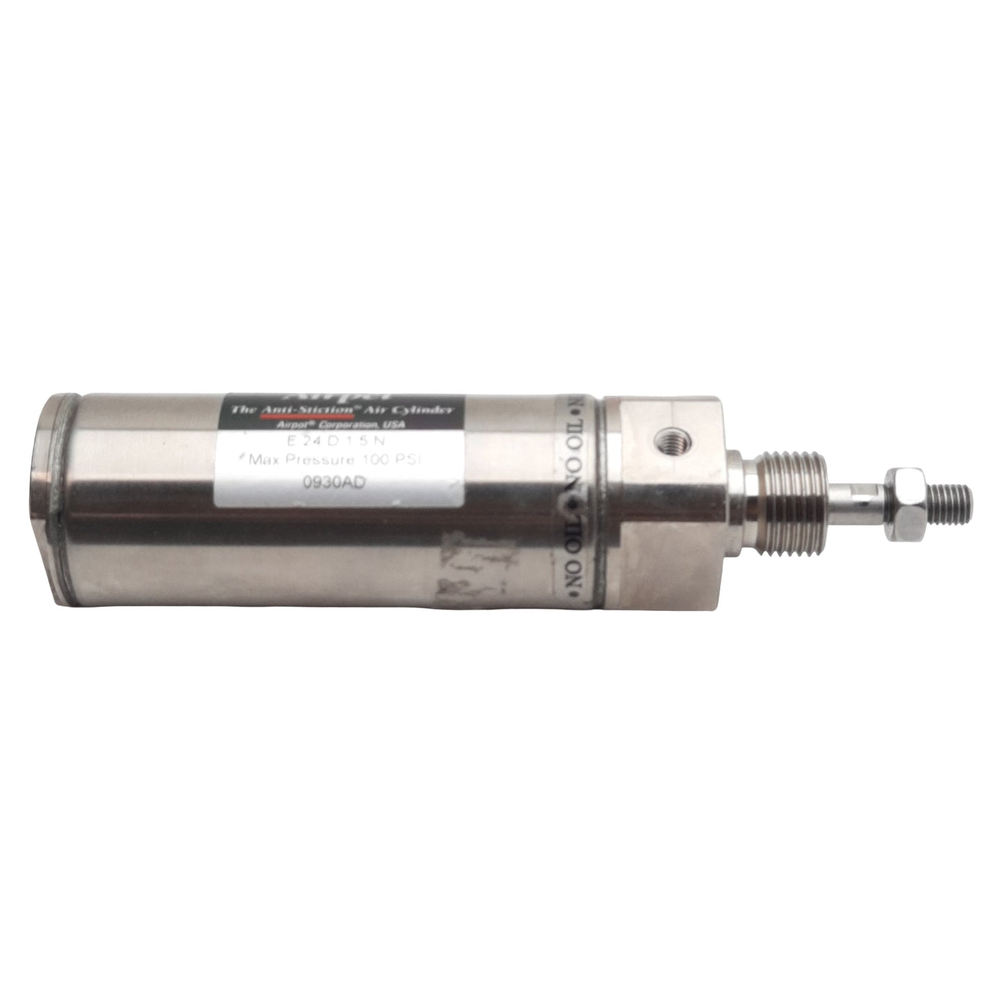 Used Airpel E24D1.5N Pneumatic Cylinder, ø0.945in Bore, 1.5in Stroke, M5, 0.2-100psi