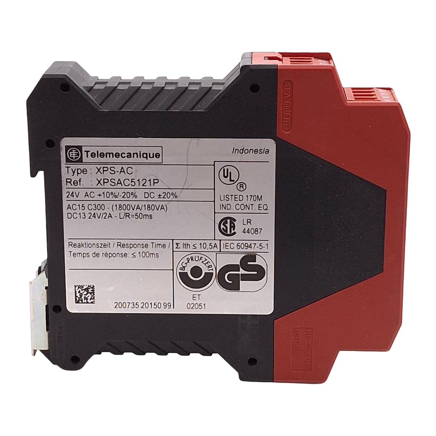 Used Telemecanique XPSAC5121P Emergency Stop Safety Module, 3NO, 24VAC/DC Coil