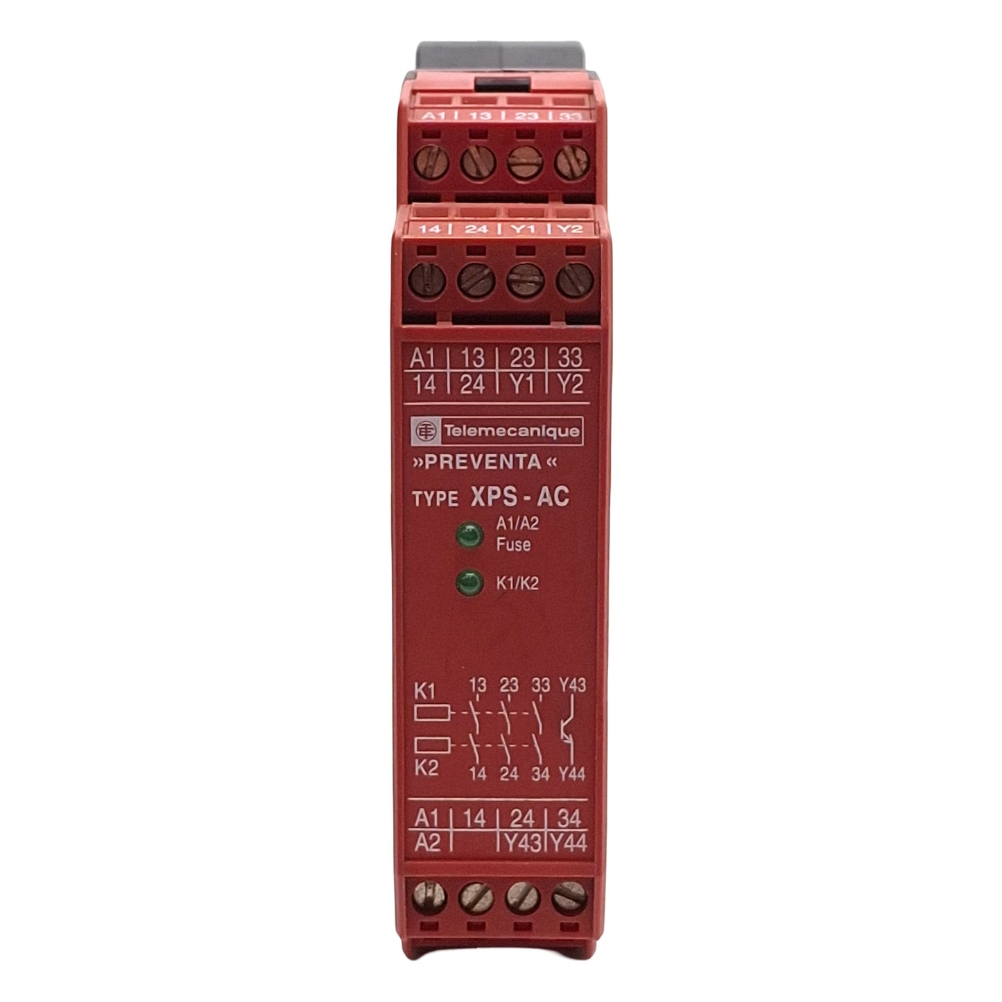 Used Telemecanique XPSAC5121P Emergency Stop Safety Module, 3NO, 24VAC/DC Coil