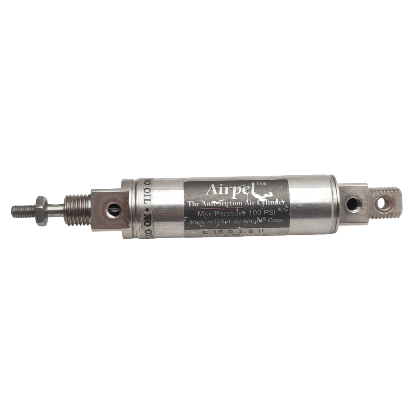 Used Airpel E16D1.5U Pneumatic Cylinder, ø0.627in Bore, 1.5in Stroke, #10-32, 100psi