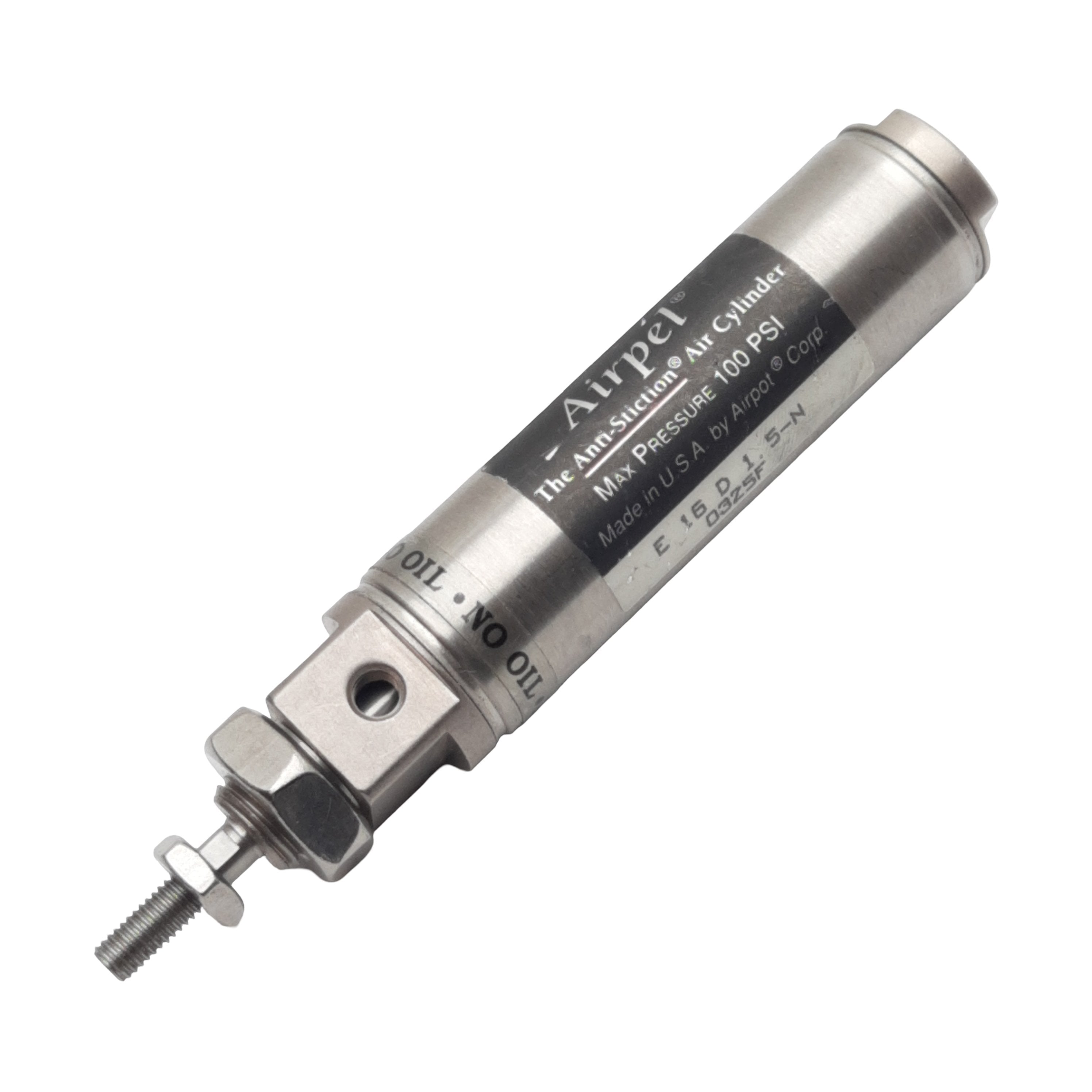 Airpel E16D1.5N Pneumatic Cylinder, ø0.627in Bore, 1.5in Stroke, #10-3 ...
