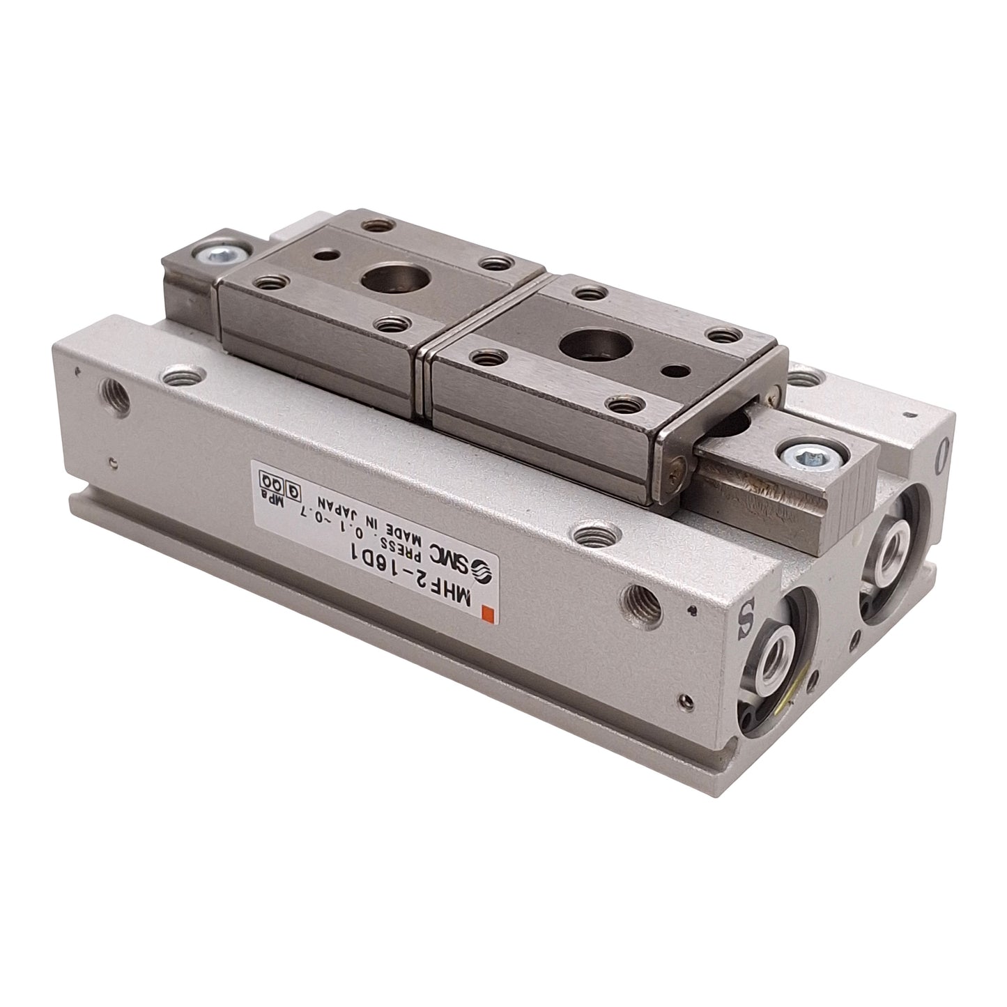 Used SMC MHF2-16D1 Parallel Gripper, ø16mm Bore, 32mm Stroke, 90N Force, M5x0.8 Ports