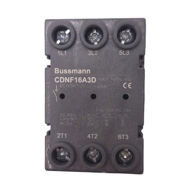 Used Eaton Bussmann CDNF16A3D Disconnect Switch, 3-Pole NO, 16A, 600VAC Max