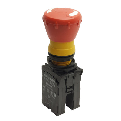 Used Allen Bradley 800FP-MT44 Twist Release E-Stop w/ 1NO + 2NCSM, 22mm, 600V 10A