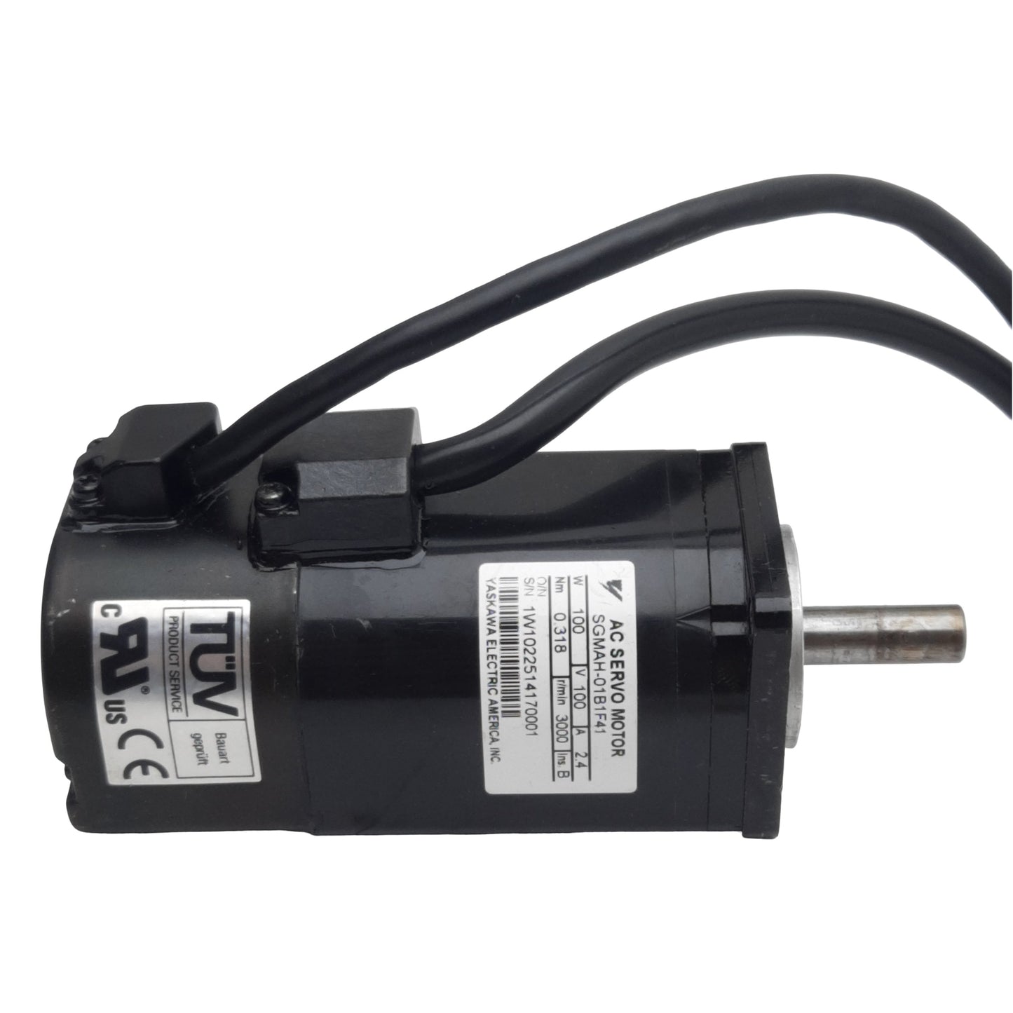 Used Yaskawa SGMAH-01B1F41 Servo Motor 100VAC 2.4A 100W, 3000RPM, 0.318Nm ø8mm Shaft